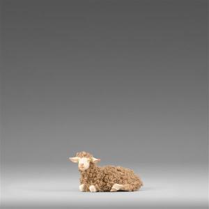 Schaf liegend mit Wolle braun