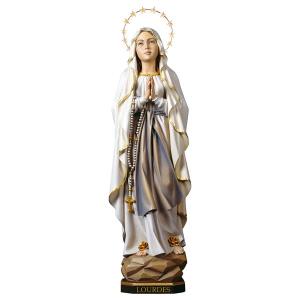Madonna Lourdes mit Schein 12 Sterne Lindenholz geschnitzt