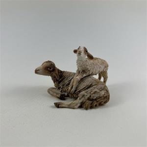 Schaf liegend mit Lamm für 13 cm Figuren