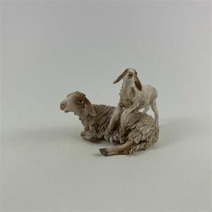 Schaf liegend mit Lamm für 13 cm Figurenl