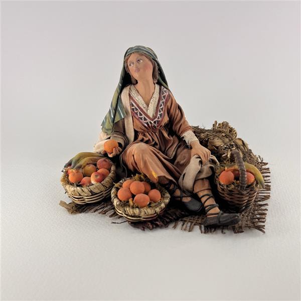 Frau sitzend mit Obst für 18 cm Figuren - Ton (Terracotta) und Stoff 