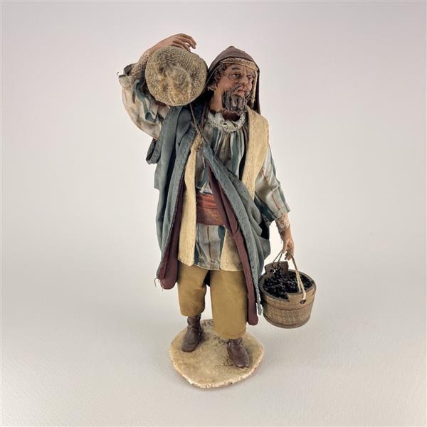 Händler mit Sack und Kübel für 18cm Figuren - Ton (Terracotta) und Stoff 