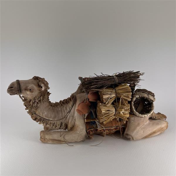 Kamel liegend bepackt für 18cm Figuren - Ton (Terracotta) und Stoff 
