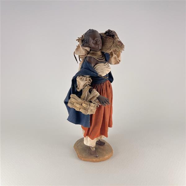 Dunkle Frau für 18 cm Figuren - Ton (Terracotta) und Stoff 