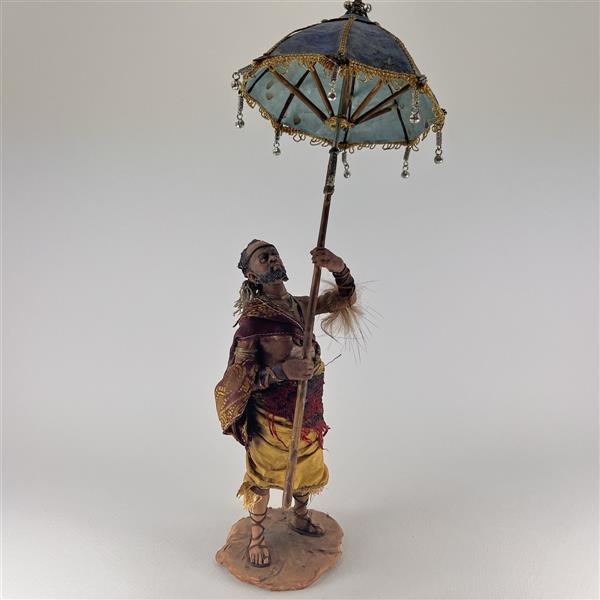 Dunkler Schirmträger für 18 cm Figuren - Ton (Terracotta) und Stoff 