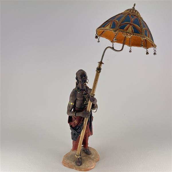 Dunkler Schirmträger für 18 cm Figuren - Ton (Terracotta) und Stoff 