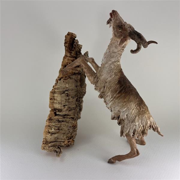 Ziege springend für 30 cm Figuren - Ton (Terracotta) und Stoff 