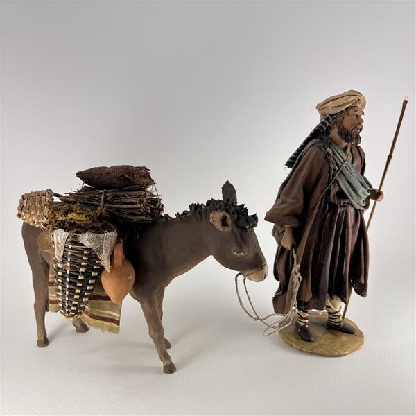 Hite mit Esel bepackt für 18cm Figuren - Ton (Terracotta) und Stoff 