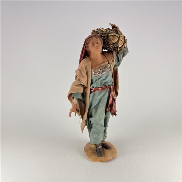 Frau mit Stroh für 18cm Figuren - Ton (Terracotta) und Stoff 