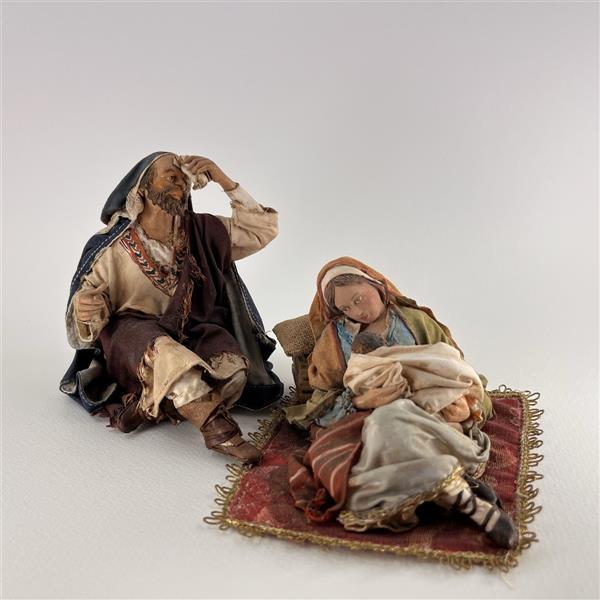 Hl. Familie Maria stillend und Josef sitzend für 18cm Figuren - Ton (Terracotta) und Stoff 