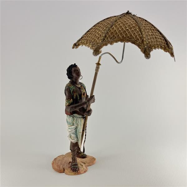 Dunkler Schirmträger für 18cm Figuren - Ton (Terracotta) und Stoff 