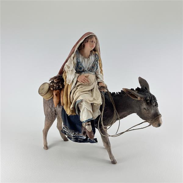 Maria schwanger auf Esel für 18cm Figuren - Ton (Terracotta) und Stoff 