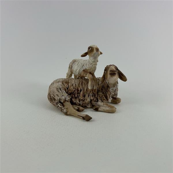 Schaf liegend mit Lamm für 18 cm Figuren - Ton (Terracotta) und Stoff 