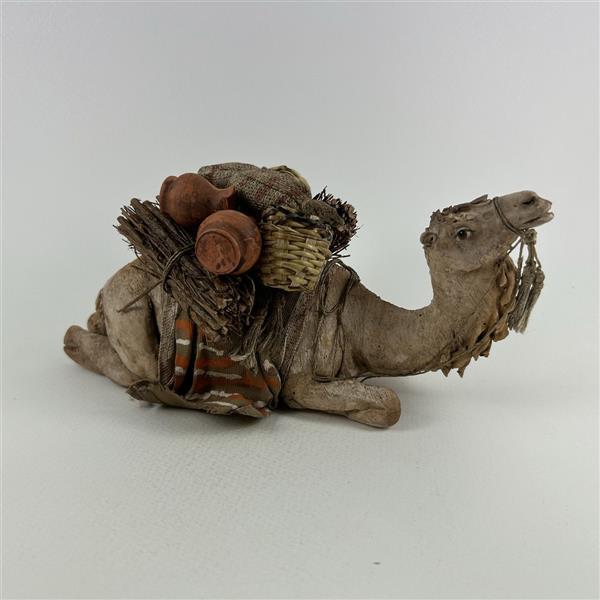 Kamel liegend bebackt für 13 cm Figuren  - Ton (Terracotta) und Stoff 