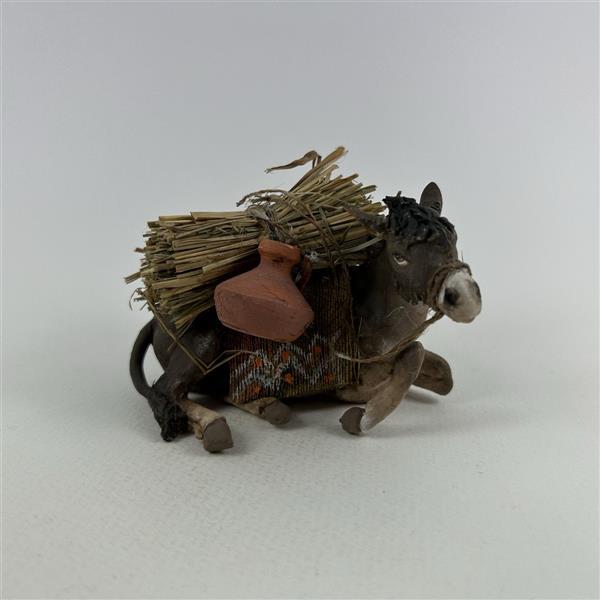 Esel liegend bebackt für 13 cm Figuren - Ton (Terracotta) und Stoff 