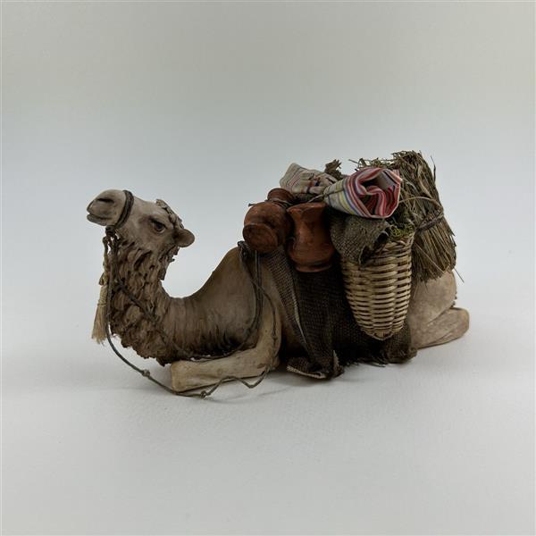 Kamel liegend bepackt für 13 cm Figuren - Ton (Terracotta) und Stoff 
