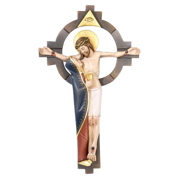 Christus mit Maria und Symbolen - Lasiert blau