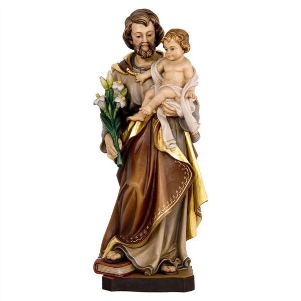Heiliger Josef mit Kind und Lilie - Lasiert blau