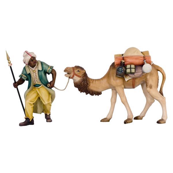 Kamel mit Treiber und Gepäck - Lasiert blau
