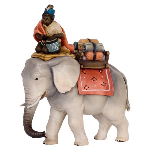Elefant mit Reiter und Gepäck - Lasiert blau