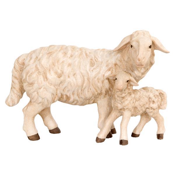 Schaf stehend mit Lamm - Lasiert blau