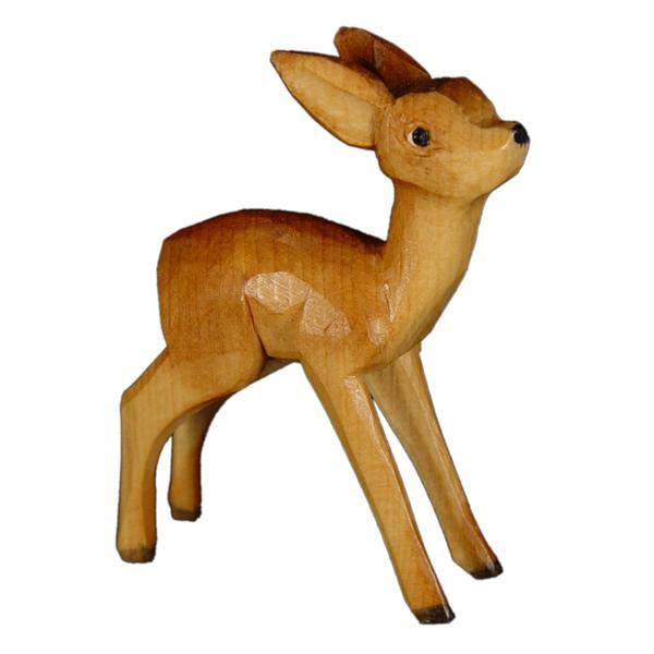 Bambi stehend in Zirbel - Lasiert