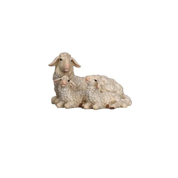 RA Schaf liegend mit 2 Lämmer - Lasiert