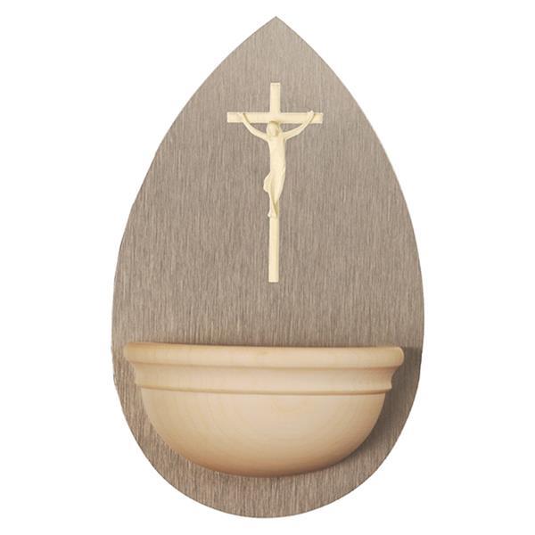 Weihwasserkessel mit Jesus Kreuzchen Holz - natur
