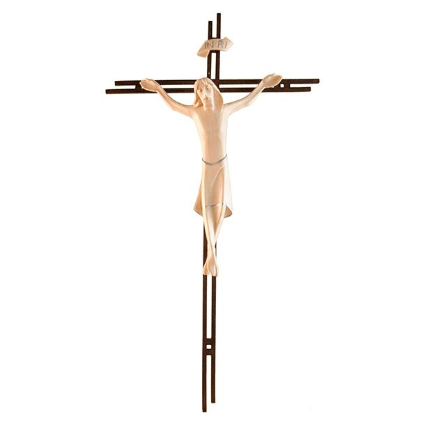 Kruzifix Raphael, mit Stahlbalken in Corten 2Fach - Lasiert