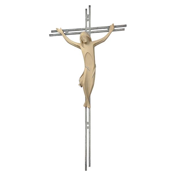 Kruzifix Einfach mit Stahlbalken 2Fach - Lasiert