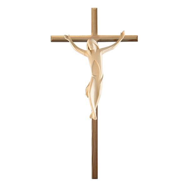 Kruzifix, einfach, mit geradem Kreuzbalken - gewachst mit Goldrand