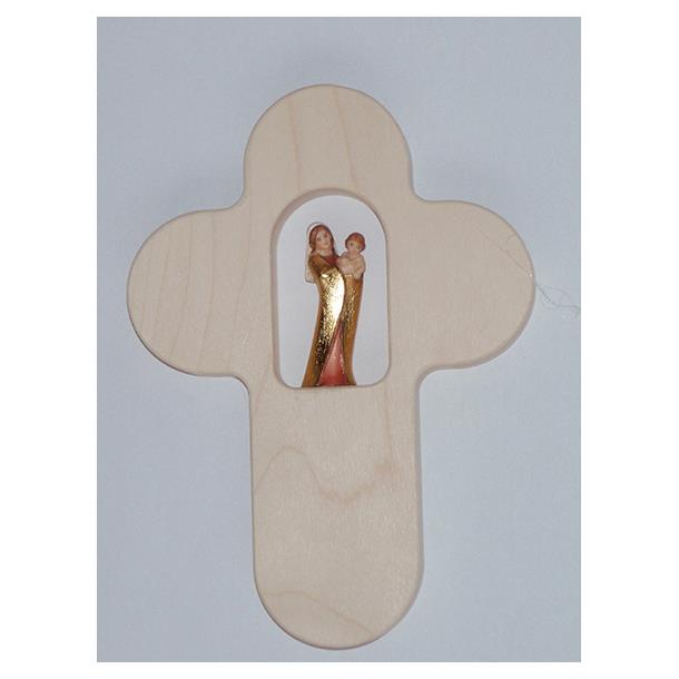 Kreuz mit Muttergottes, Holz - Lasiert