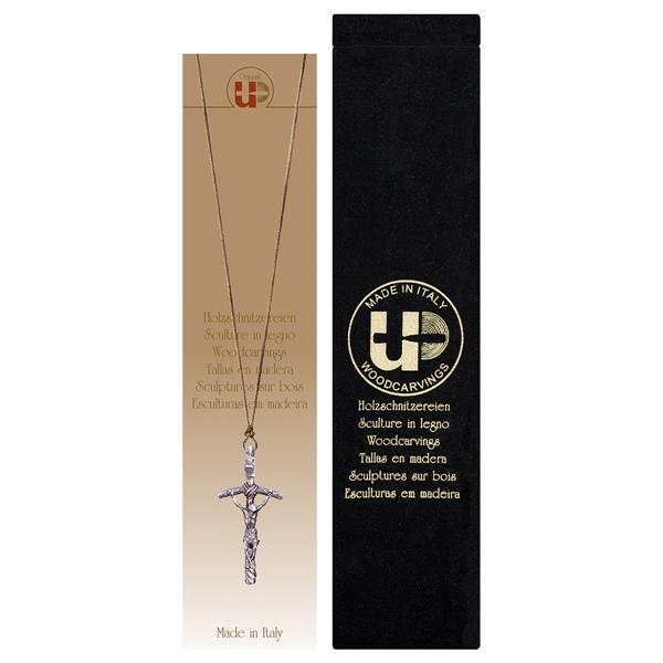 Papstkreuz Halskette mit Samtetui - Lasiert