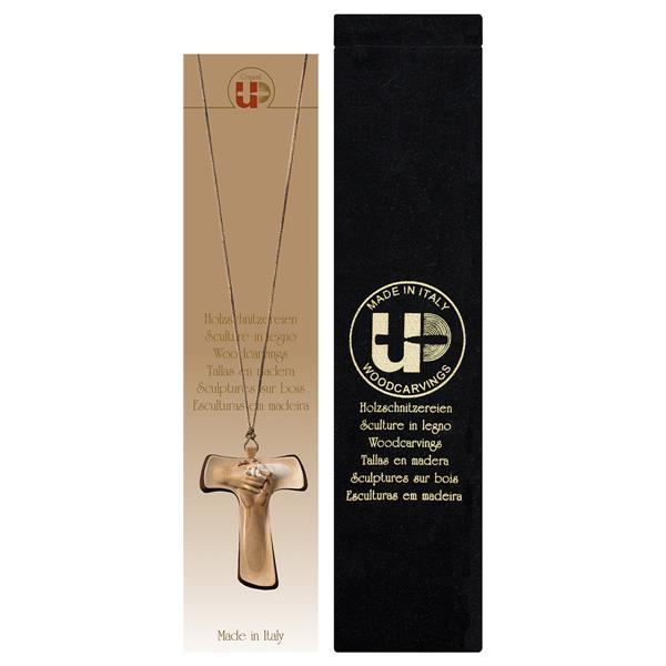 Kreuz des Frieden Tau Halskette mit Samtetui - mehrfach gebeizt
