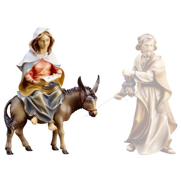 UL Hl. Maria auf Esel mit Jesukind & Pergament - Lasiert