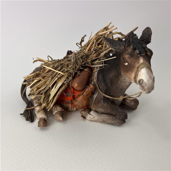 Esel bepackt liegend für 18 cm Figuren - Ton (Terracotta) und Stoff 