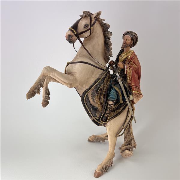 König auf Pferd  für 18 cm Figuren - Ton (Terracotta) und Stoff 
