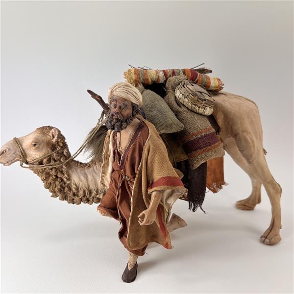 Händler absteigend mit Kamel für 18 cm Figuren - Ton (Terracotta) und Stoff 