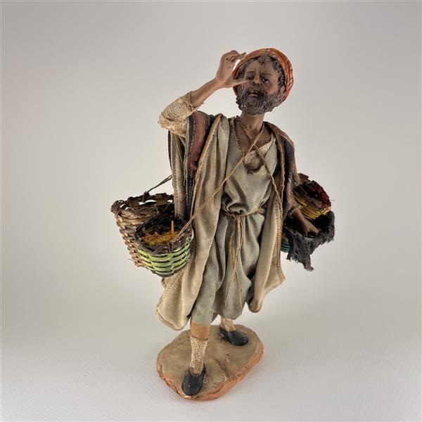 Händler mit Körbe für 18 cm Figuren - Ton (Terracotta) und Stoff 