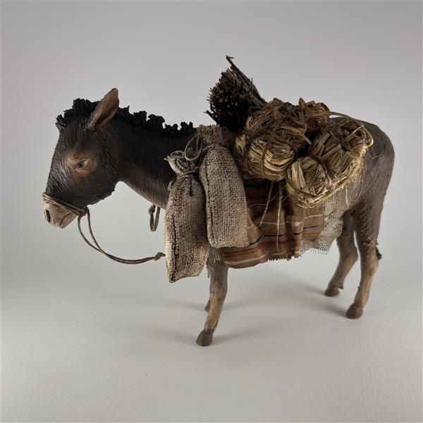 Esel stehend bebackt für 18 cm Figuren - Ton (Terracotta) und Stoff 