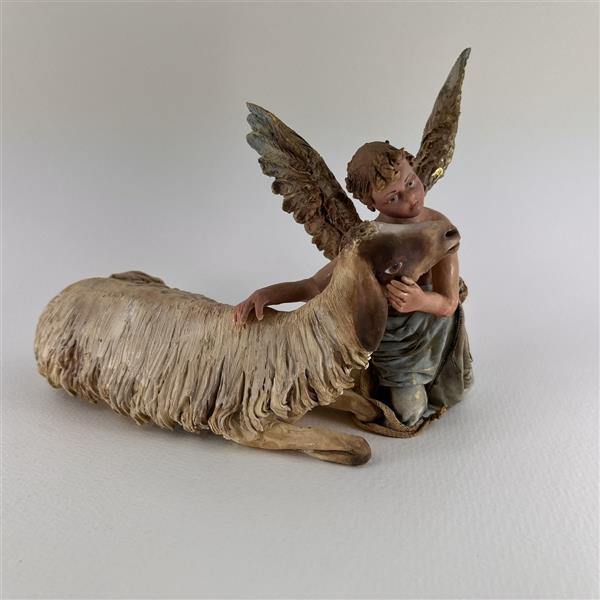 Engel kniend mit Schaf liegend für 30 cm Figuren - Ton (Terracotta) und Stoff 