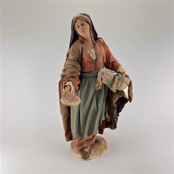 Frau mit Brot für 30 cm Figuren - Ton (Terracotta) und Stoff 