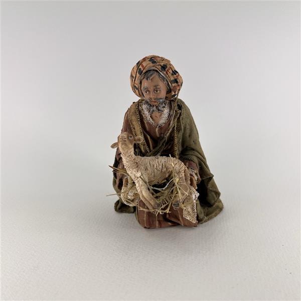 Hirte kniend mit Lamm für 13cm Figuren - Ton (Terracotta) und Stoff 