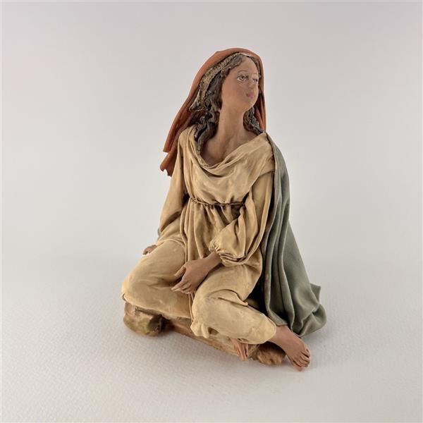 Frau sitzend für 18cm Figuren - Ton (Terracotta) und Stoff 