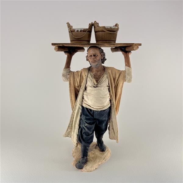 Bauer mit Milchkübel für 18cm Figuren - Ton (Terracotta) und Stoff 