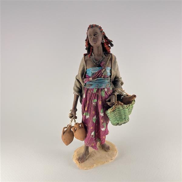 Wasserträgerin Dunkle Frau für 18cm Figuren - Ton (Terracotta) und Stoff 