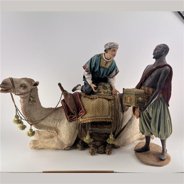 Junge auf Kamel mit Page für 30cm Figuren - Ton (Terracotta) und Stoff 