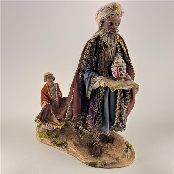 König mit Page für 30 cm Figuren - Ton (Terracotta) und Stoff 