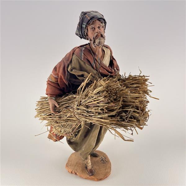 Bauer mit Stroh unterm Arm für 30 cm Figuren - Ton (Terracotta) und Stoff 