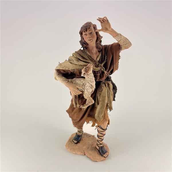 Jugendlicher mit Lamm für 30 cm Figuren - Ton (Terracotta) und Stoff 